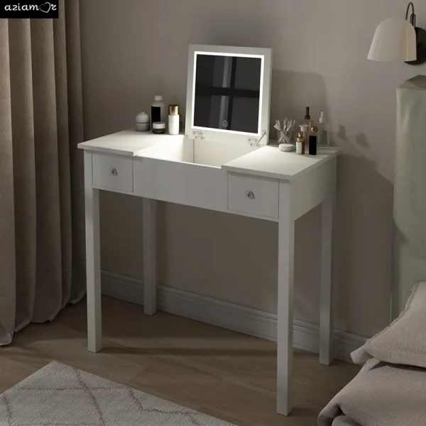 Chic White Vanity Table with LED Lights
