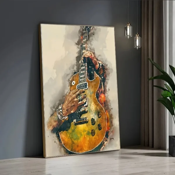 A modern abstract vintage guitar art print