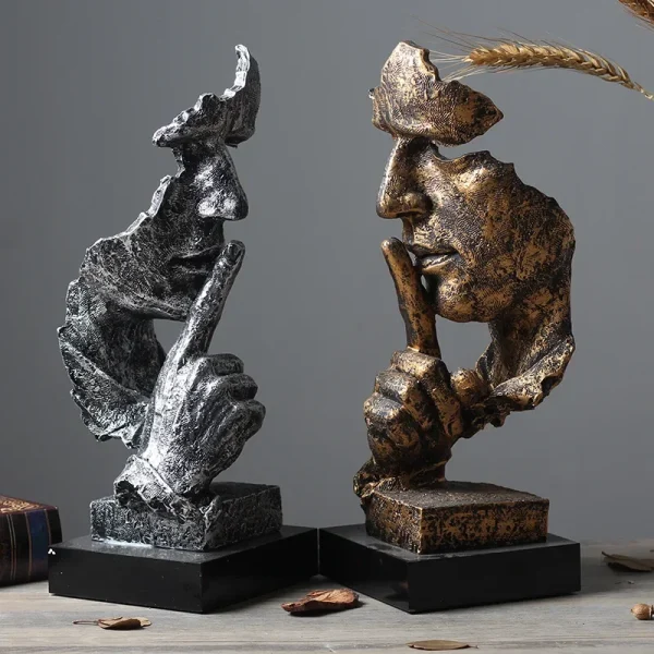 Bronze Silence Is Golden Statue Ornaments Abstract