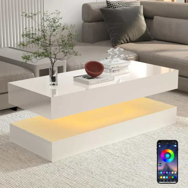 47.3IN High Glossy LED Coffee Table