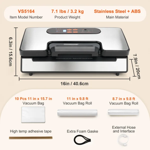 90Kpa 130W Vacuum Sealer Food Packaging Machine